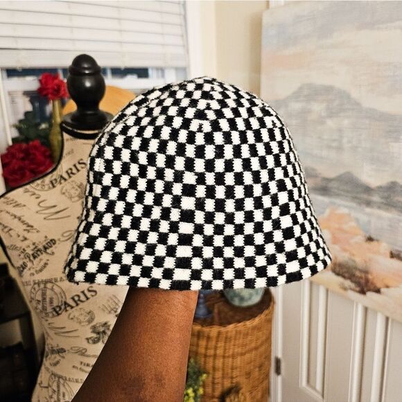 New Trendy Faux Fur Checkered Bucket Hat main image 7
